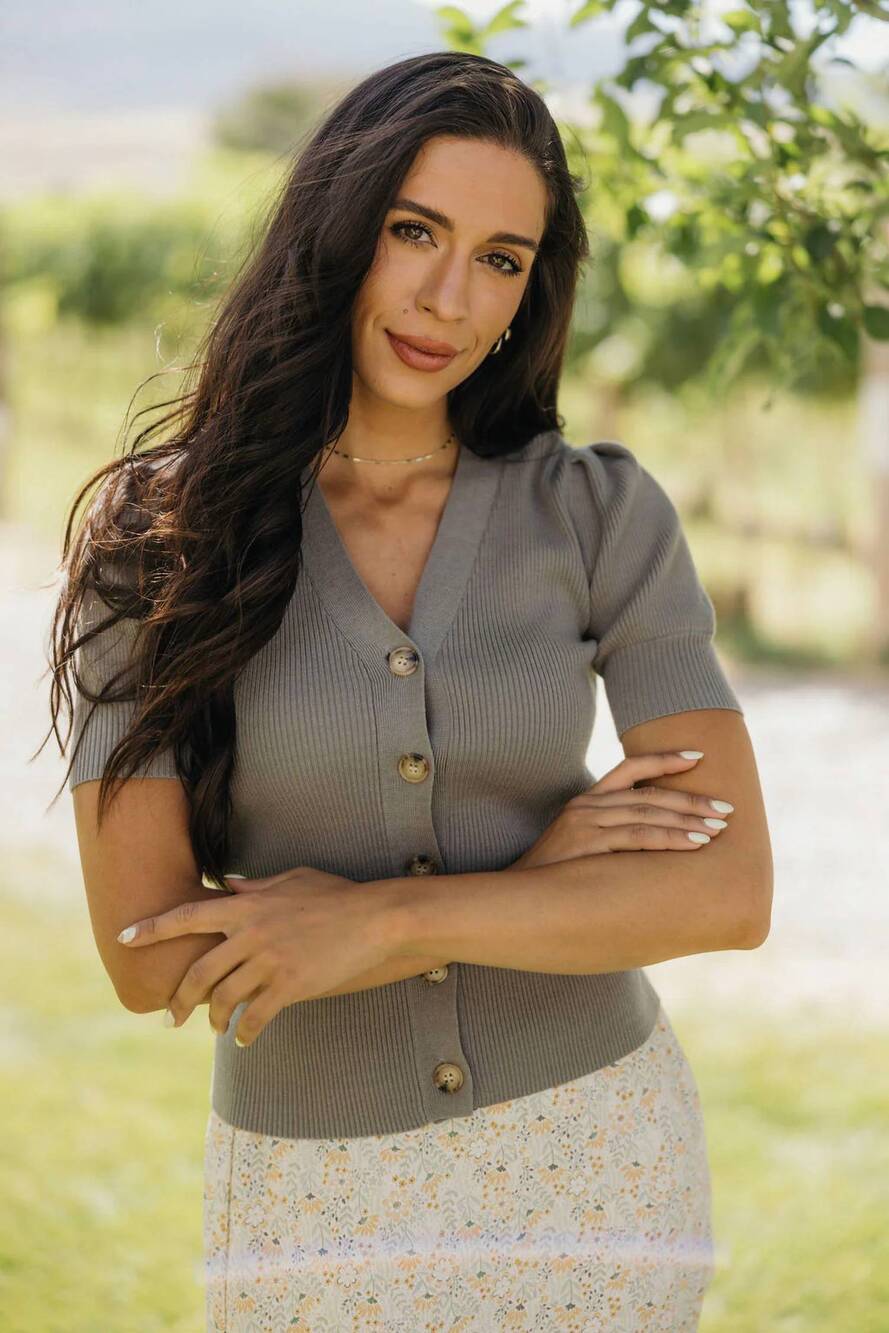 NEW MIKAROSE short sleeve cardigan in gray